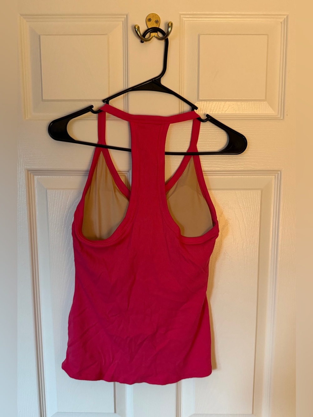 Sleeveless Ribbed V-Neck Tank Top - Hot Pink - Picture 3 of 4